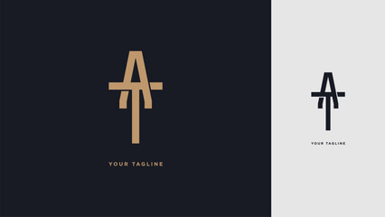 Luxury TA or AT Monogram Logo – Minimalist Modern Lettermark Design
