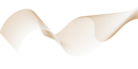 An abstract, flowing wave formed by a semi-transparent, light brown ribbon against a stark white background. The ribbon curves gently, suggesting movement and lightness.