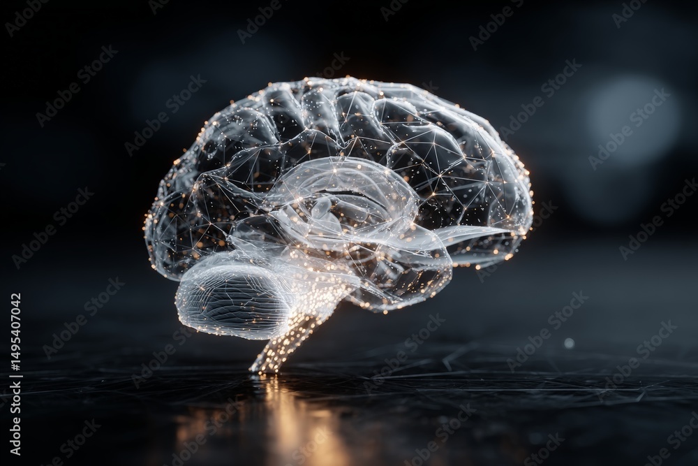 Leinwandbilder Digital representation of a human brain illuminated with interconnected networks in a futuristic setting