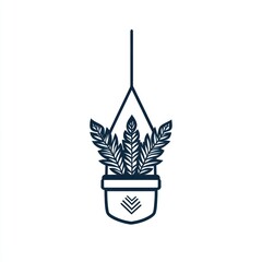 Obraz premium Hanging plant pot illustration, home decor, simple design, for prints or website