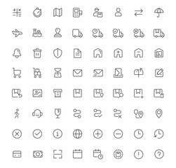 Minimalist shipping icons symbolize logistics