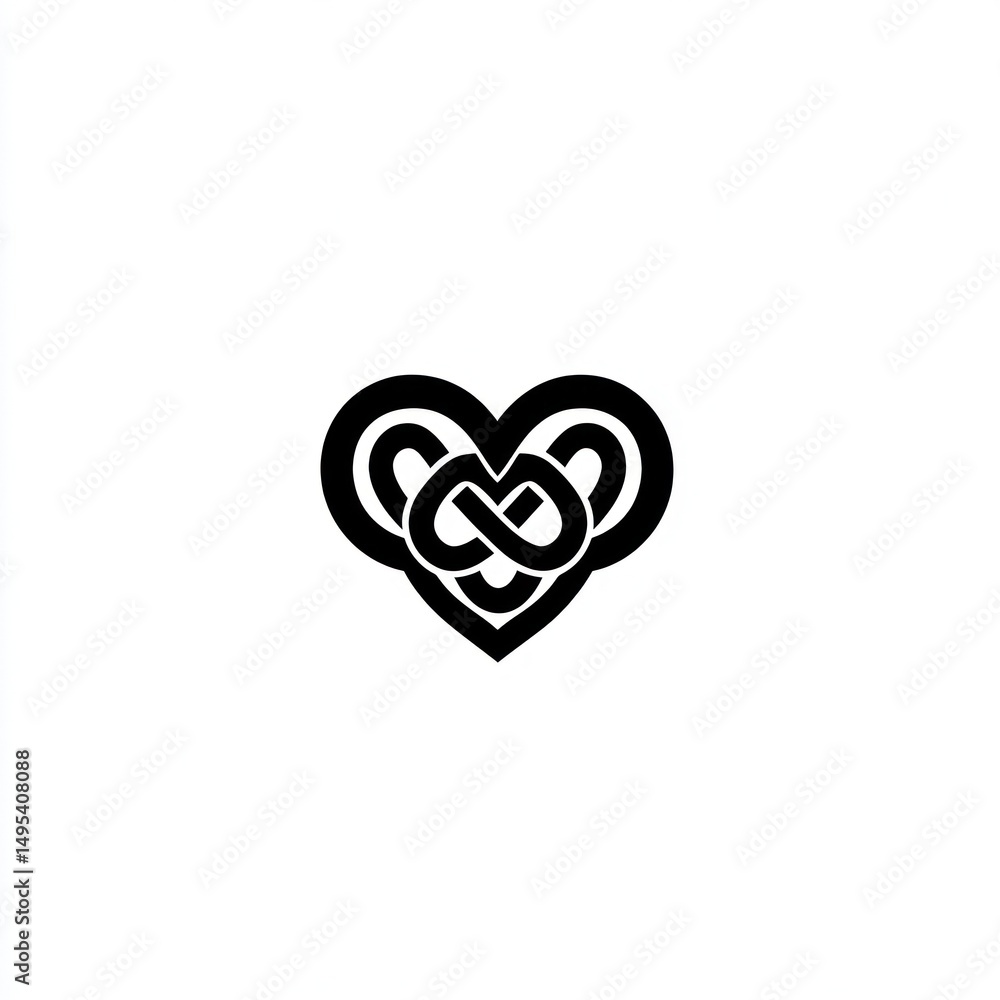Poster abstract heart design with intertwined infinity symbol. possible use graphic design element