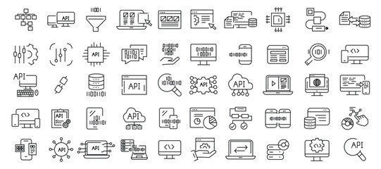 Line art illustrating software and APIs