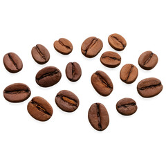 Coffee beans isolate on white background. Selective focus. drink