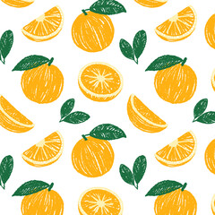 Pattern of oranges. Pastel drawing. Chalk and pastel texture of oranges