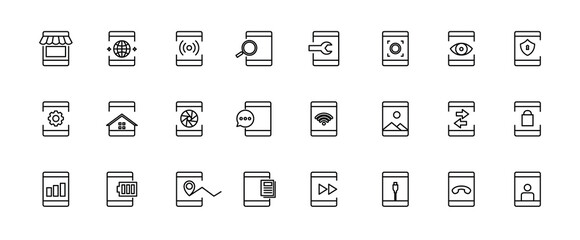 Mobile phone feature icons collection