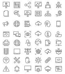 Diverse tech symbols arranged for presentation