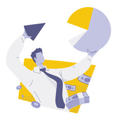 Businessman Analyzing Asset Allocation Pie Chart