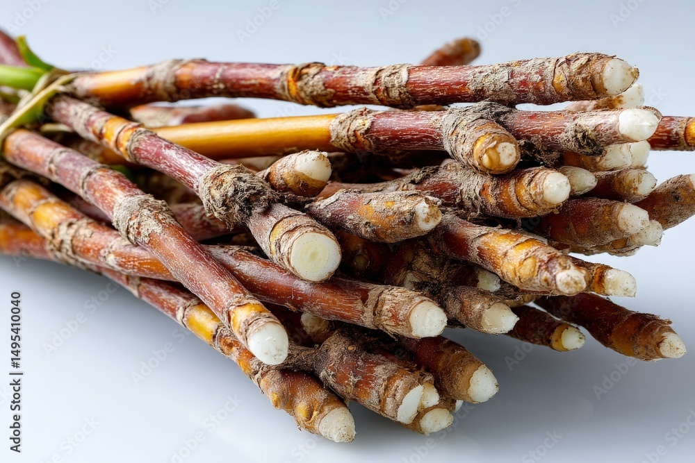Aufkleber fresh sugarcane stalks arranged neatly on a light surface ready for processing or consumption