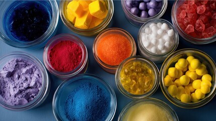 Vibrant Rainbow of Colors in Glass Jars