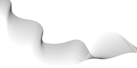 Create a minimalist abstract background featuring a smooth,monochrome wave pattern with fine gradient lines flowing across a white backdrop. The wave should appear elegant and dynamic, evoking a sense