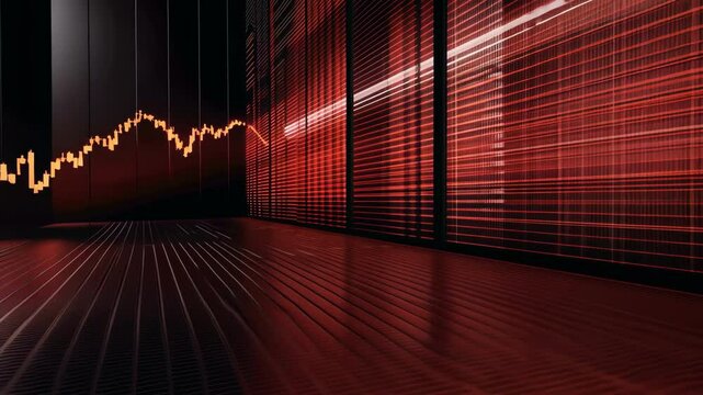 abstract red stock market line graph grid background, trading and financial data concept