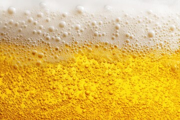Effervescent lager bubbles with thick foam layer in golden hue, suitable for beverage branding, summer drink ads, and Oktoberfest celebration materials