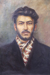  Gori Georgia - Portrait of Joseph Vissarionovich Dzhugashvili aka Stalin hangs in town of his...