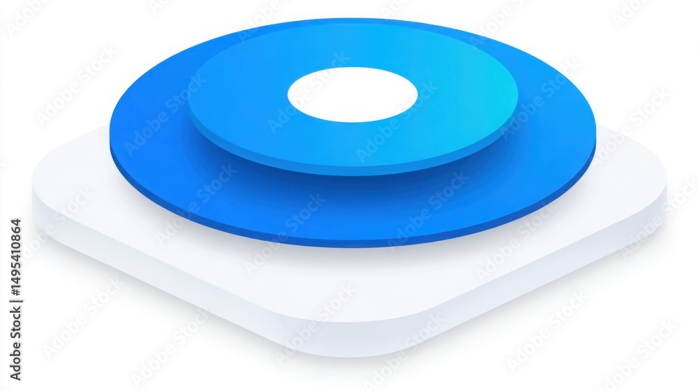 Poster a simple yet striking blue button set against a crisp white background highlighting modern minimalis
