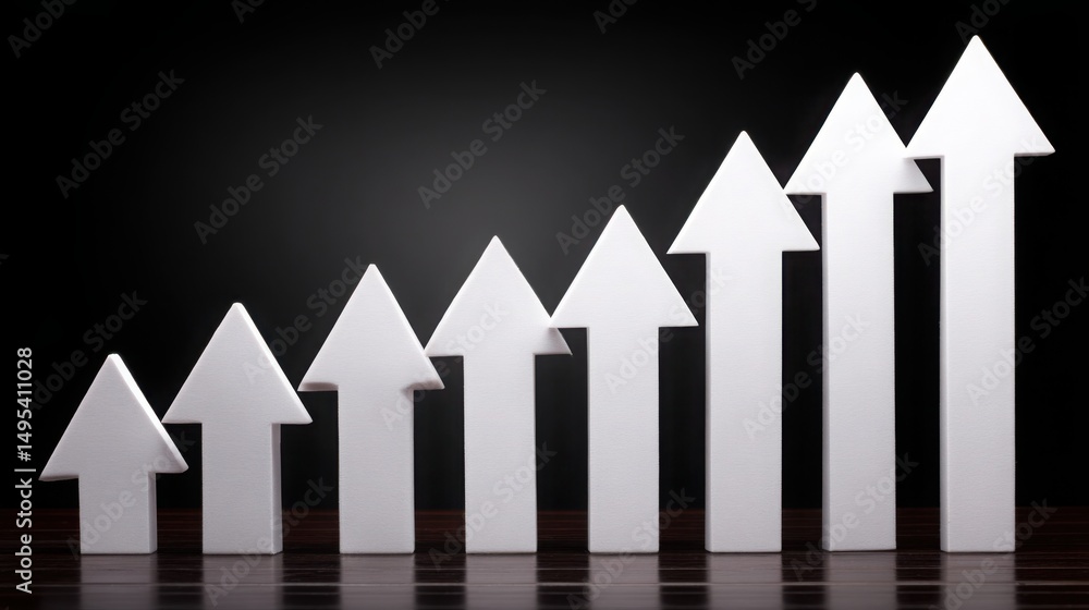 Poster a row of white arrows symbolizing direction and guidance within a visualized reward ladder interface