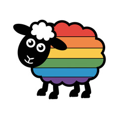 Cute Rainbow Sheep Illustration for Pride and Diversity