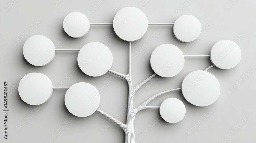 Aufkleber tree with white circles representing risk control architecture and pre-trade strategies in financial