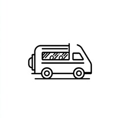 Fototapeta premium Simple Line Art Food Truck Illustration