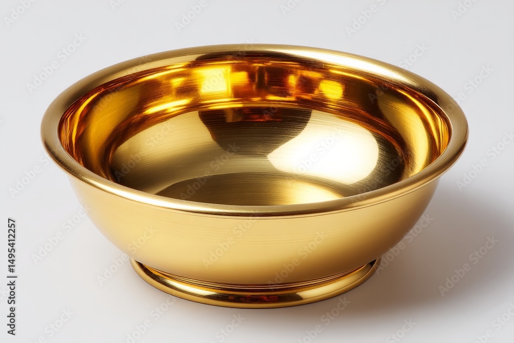 Aufkleber Shiny golden bowl displayed on a white background highlighting its smooth surface and elegant design