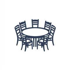 Round table with chairs, interior setting, illustration, dining scene, design