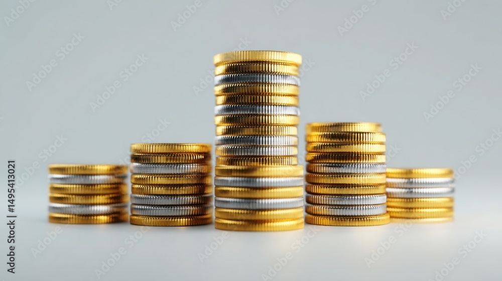 Poster neatly stacked coins representing wealth allocation and financial structure in a structured asset ma