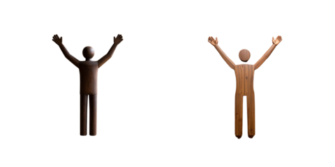  Joyful Human Figure Silhouette on Wooden Background PNG