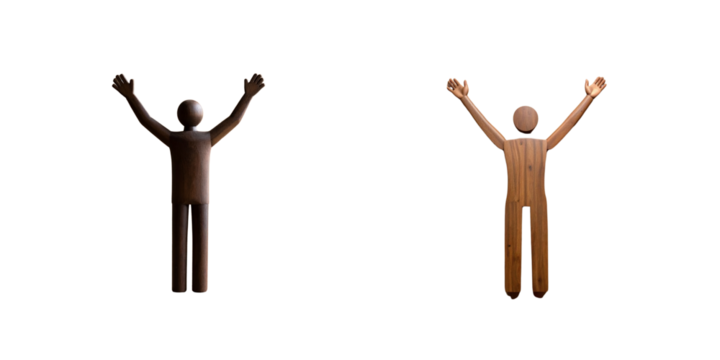  Joyful Human Figure Silhouette on Wooden Background PNG