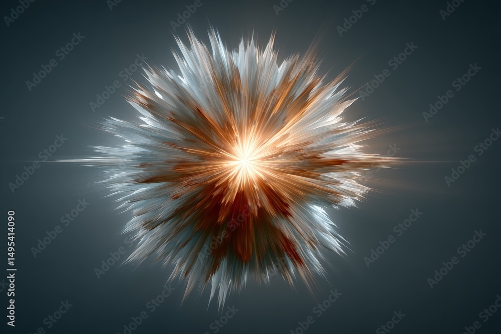 Poster bright explosion of energy radiating in multiple directions with vivid colors and dynamic patterns i