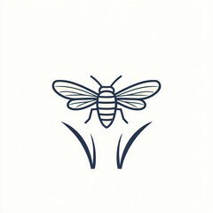Simple bee graphic on grass, for educational or nature use