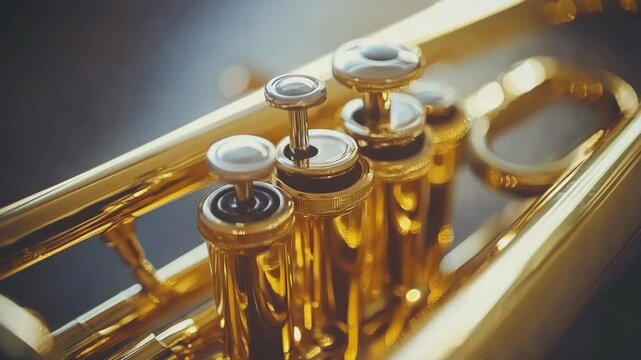 Detailed gold trumpet shot with a blurred background