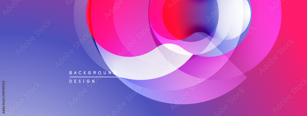 Leinwandbilder Abstract colorful design. Overlapping circles create dynamic visual effect. Gradient shades transition smoothly, modern aesthetic.