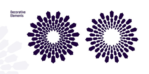 Abstract decorative elements in circle. Art design spiral as sign, logo or icon. A black figure on a white background illustration
