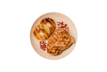 Chicken breast, grilled fillet, meat meal on a plate