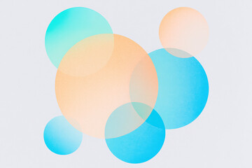 Layered translucent circles in soothing pastel tones create a serene composition symbolizing business strategy decision-making and innovation efficiency