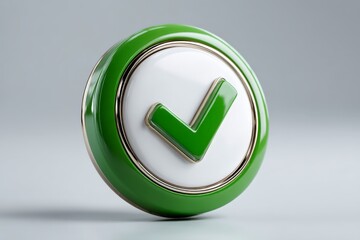 Green check mark button symbolizes approval and verification in digital communication and graphic design
