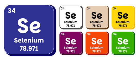 Se, Selenium element vector icon set, periodic table element. Vector illustration EPS 10 File. Isolated on white background.