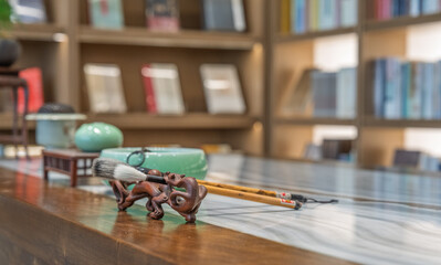 Classical Chinese style study room and the four treasures of the study on the desk