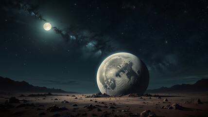 Curtains moon over the earth
