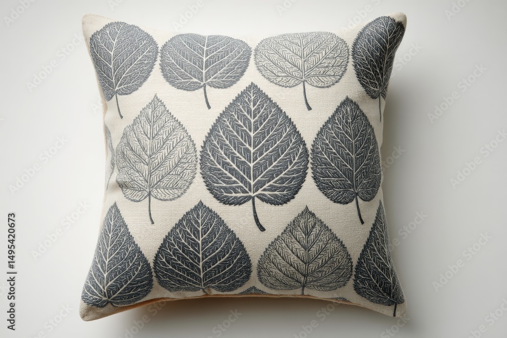 Aufkleber decorative cushion featuring leaf patterns, perfect for adding a natural touch to home decor