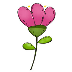 Pink flower .Flower illustration. Flowers transparent background. Flower cartoon, falling petals
