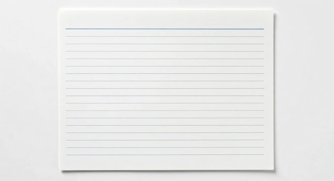 Blank lined paper sheet with blue header on white background for notes