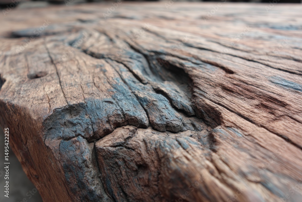 Poster close-up view of textured wooden surface revealing intricate natural patterns and colors