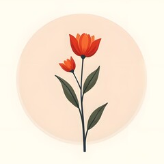 flat vector art illustration featuring a stylized floral design 