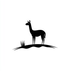 Obraz premium Llama silhouette on grassy hill. Possible stock photo