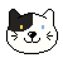 Flat design pixel art colour eye cat illustration
