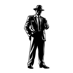 Mafia black and white silhouette