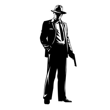 recommend clip art: Mafia black and white silhouette