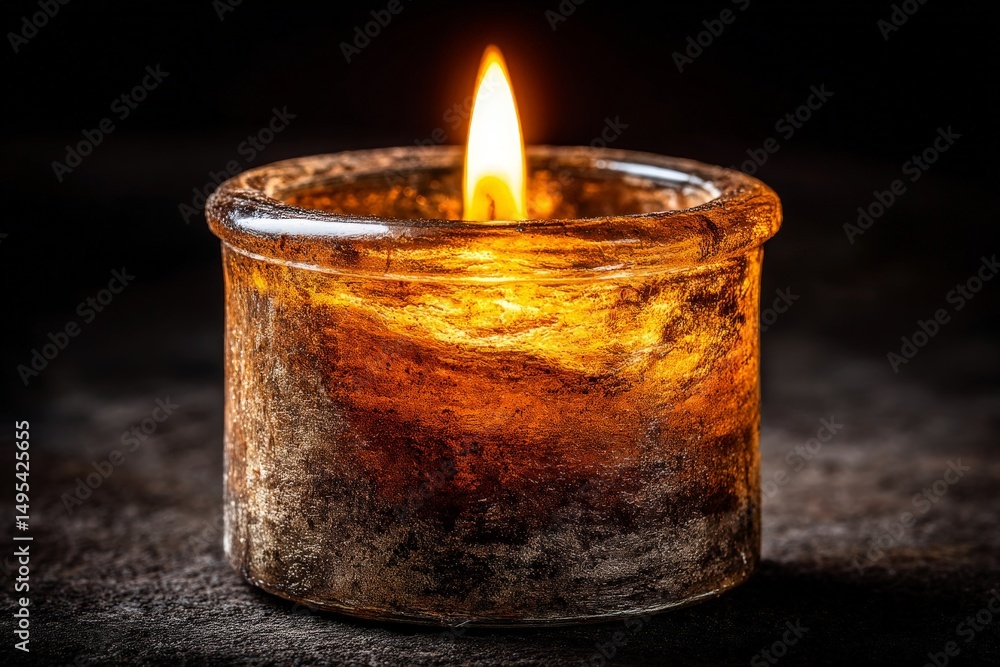 Leinwandbilder warm candle illuminating a rustic setting with soft glow during evening hours