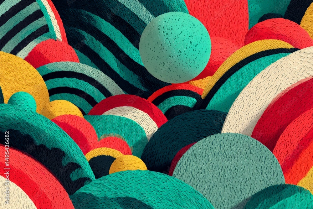 Fototapete Colorful abstract design featuring vibrant shapes and patterns in a dynamic arrangement